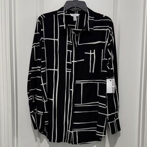 Women’s Nine West Black and White Long Sleeve Abstract Shirt - XXL NWT